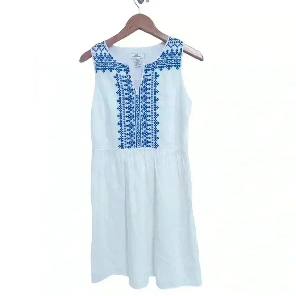 Vineyard Vines Fit n Flare Embroidered Shift Dress Size 14 Lined - Picture 1 of 6